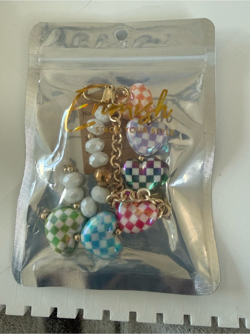 NIB by Erimish Checkered Heart Bag Charm 🤩